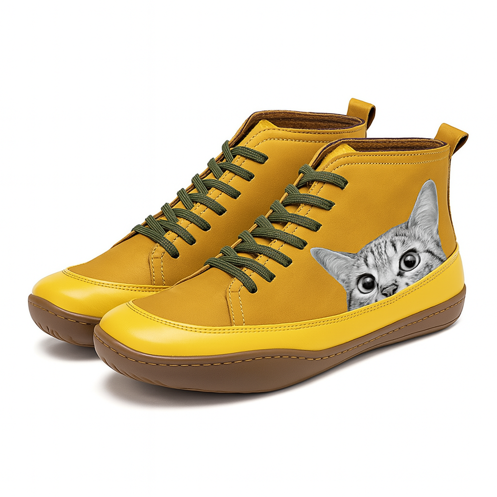 Angela Bottes Women Cat Pattern – Comfortable & Warm Winter Shoes with Unique Style