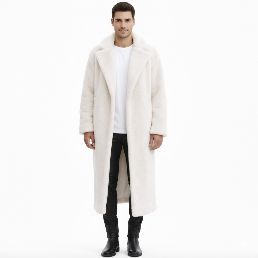 Brandon Manteau Largo hombre – Abrigo de Invierno Abotonado con Cuello Alto y Corte Protector