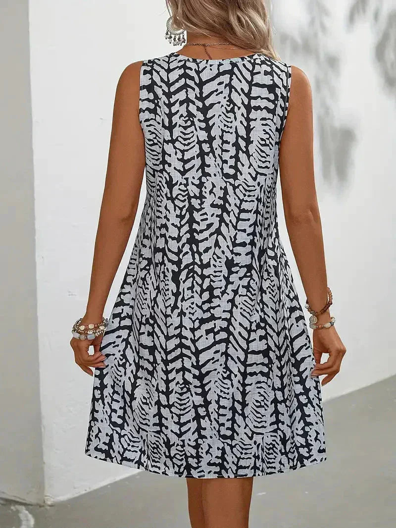 Hannie Mini Printed Dress Women – Sleeveless Summer Dress in Lightweight and Breathable Fabric