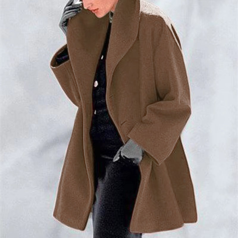 Vicky Manteau Oversize Donna – Lungo Cappotto Elegante con Ampi Revers e Taglio Fluido