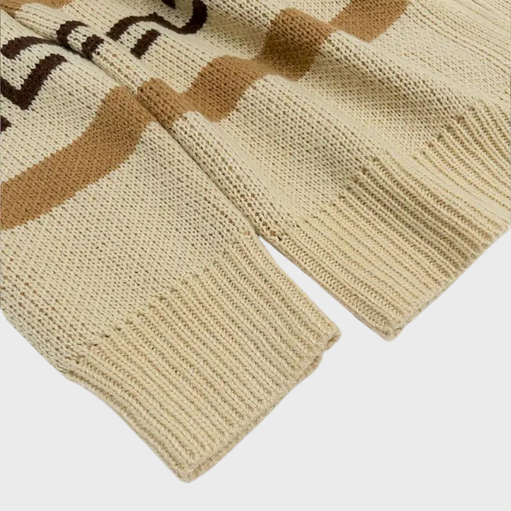 Josh Cárdigan Hombre Jacquard Western – Tejido Grueso, Cremallera y Estilo Vintage Exterior