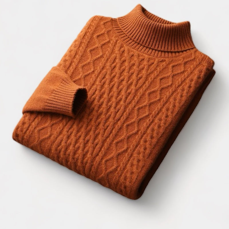 Maglione Timmy Uomo Collo Alto in Maglia Intrecciata – Maglione Classico Caldo ed Elegante