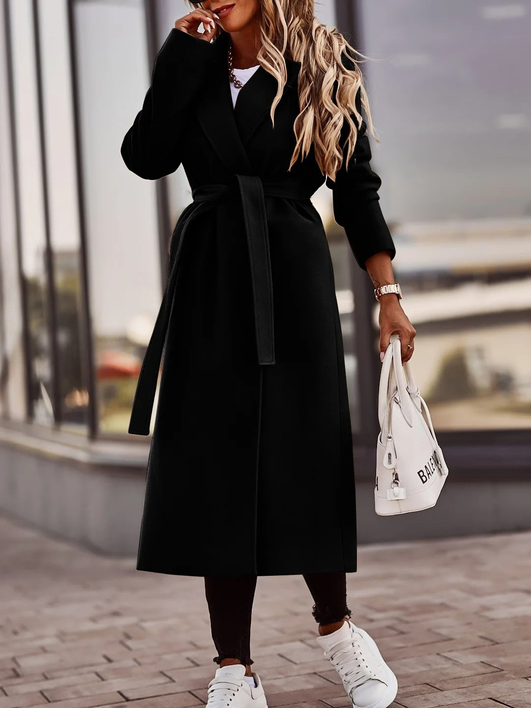 Kerr Women's Coat in Wool Blend – Elegant Wrap Style with Belt