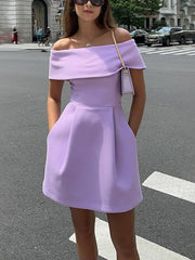 Vestido de cóctel para mujeres de Haziel: vestido de patinador sin mangas con escote en bote, cinturón y corte elegante