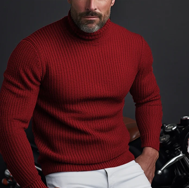 Lorenzo Turtleneck Cotton Sweater Men – Soft and Breathable Knit with Modern Slim Fit Cut