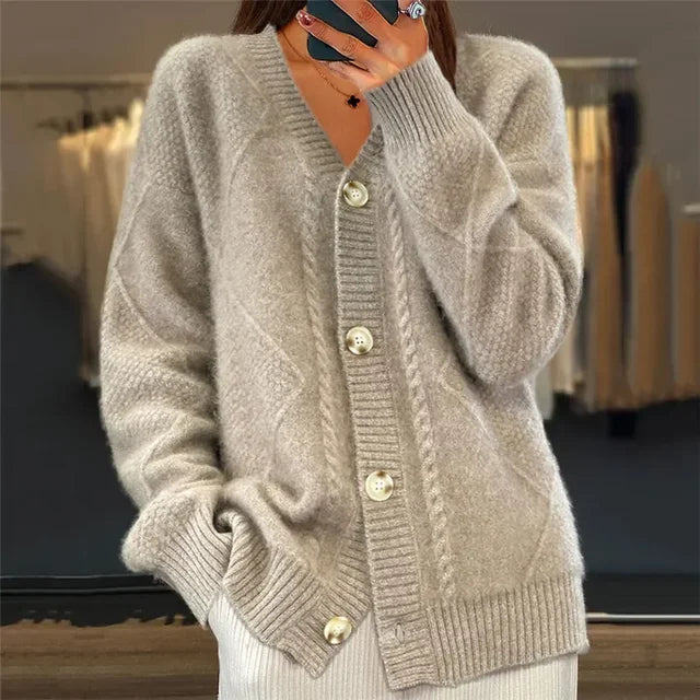 Lena Cardigan Damen – Weicher Kaschmirpullover mit Knöpfen & Eleganten Langarmärmeln