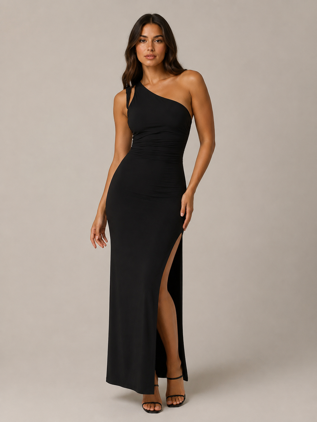 Faustine Robe Longue Femme – Robe Dos Nu Asymétrique Coupe Moulante Élégante Soirée