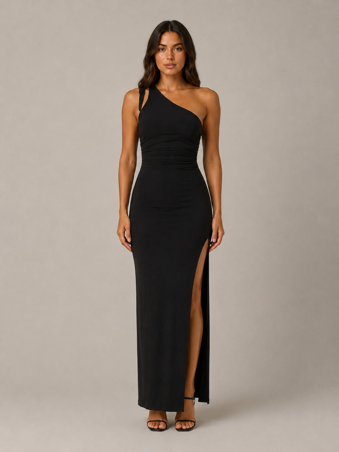 Faustine Robe Longue Femme – Robe Dos Nu Asymétrique Coupe Moulante Élégante Soirée
