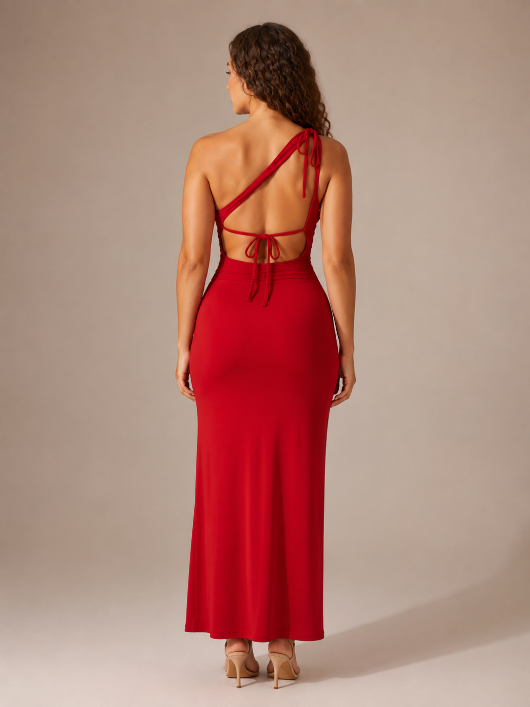 Faustine Robe Longue Femme – Robe Dos Nu Asymétrique Coupe Moulante Élégante Soirée