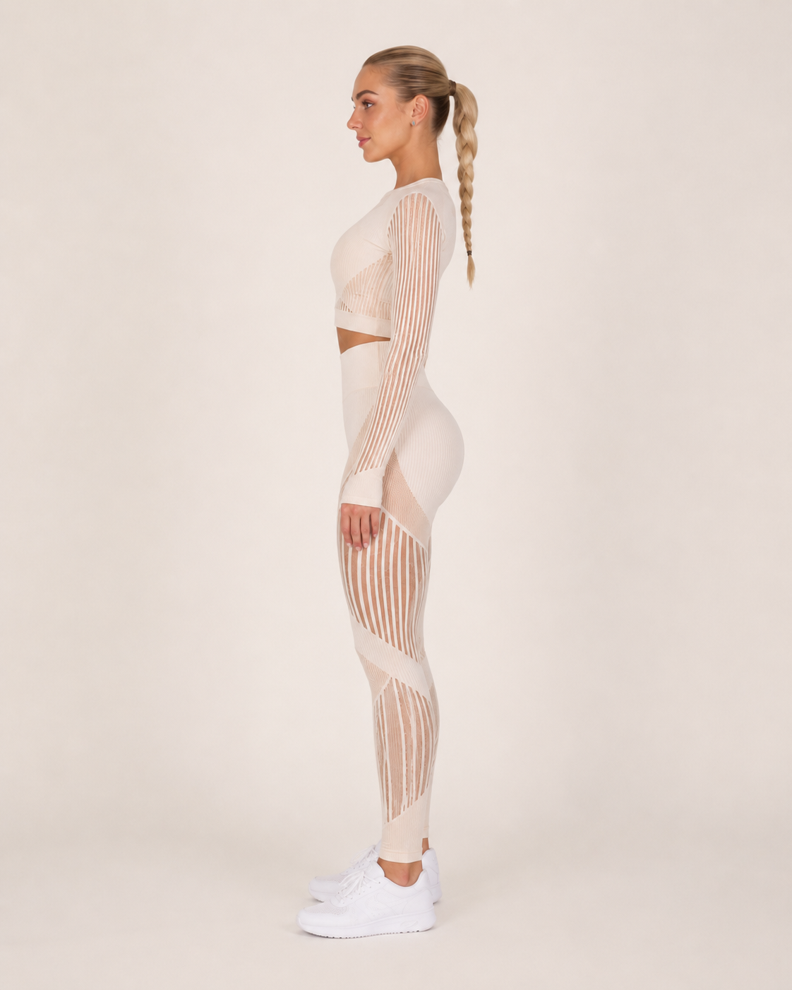 Maïwen Ensemble Sport Femme – Set Sans Couture Legging & Haut Mesh Stretch Fitness