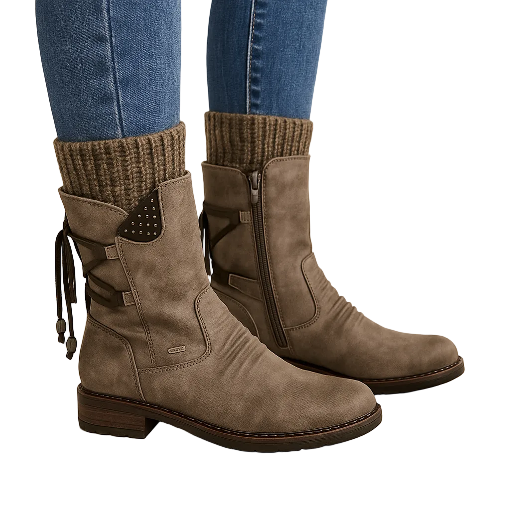 Steff Women's Ankle Boots – Leather & Suede Boots with Memory Foam Sole and Wool Lining