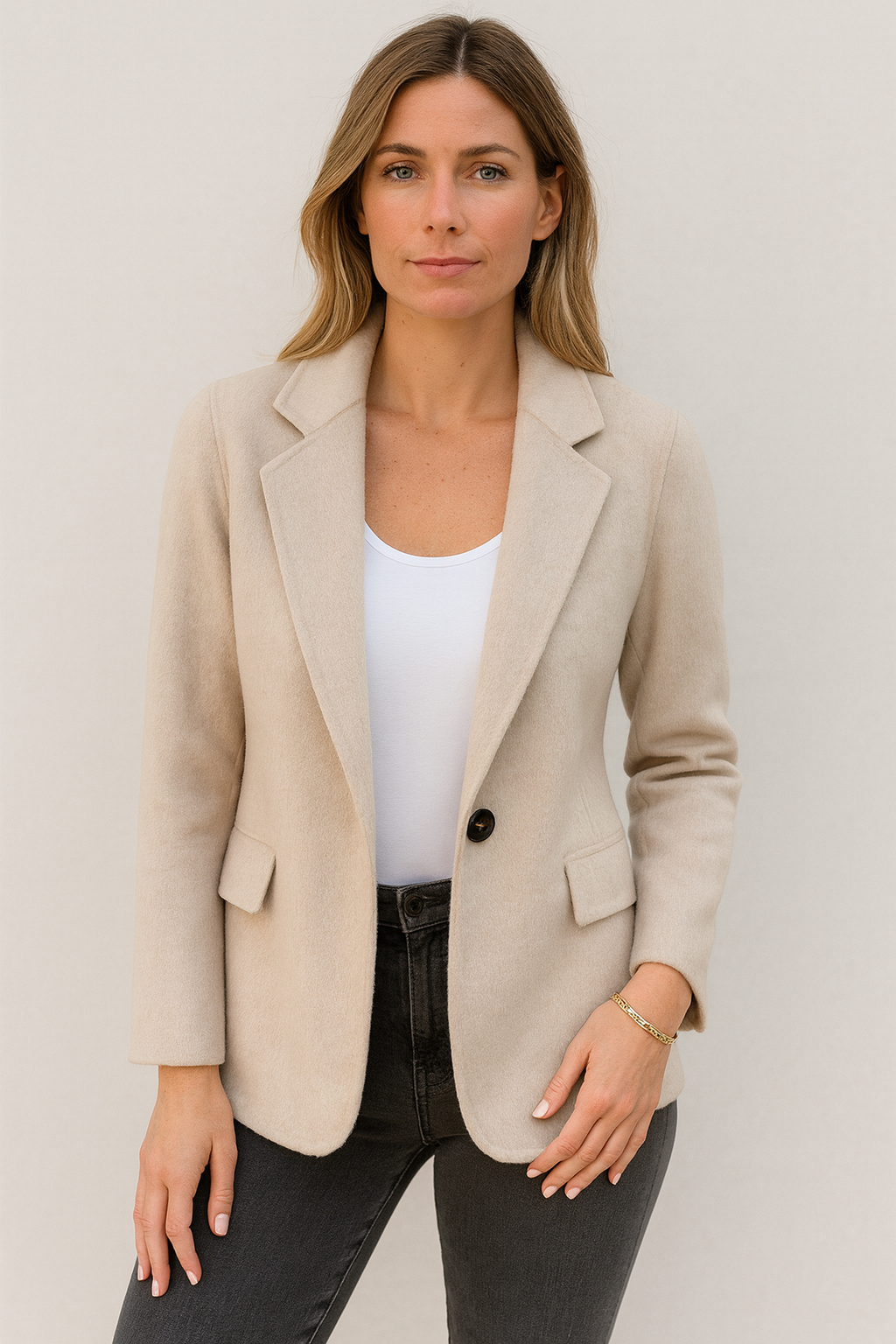 Valentina Mantel Damen – Langer Mantel aus Mischwolle Warm Elegant Moderner Schnitt