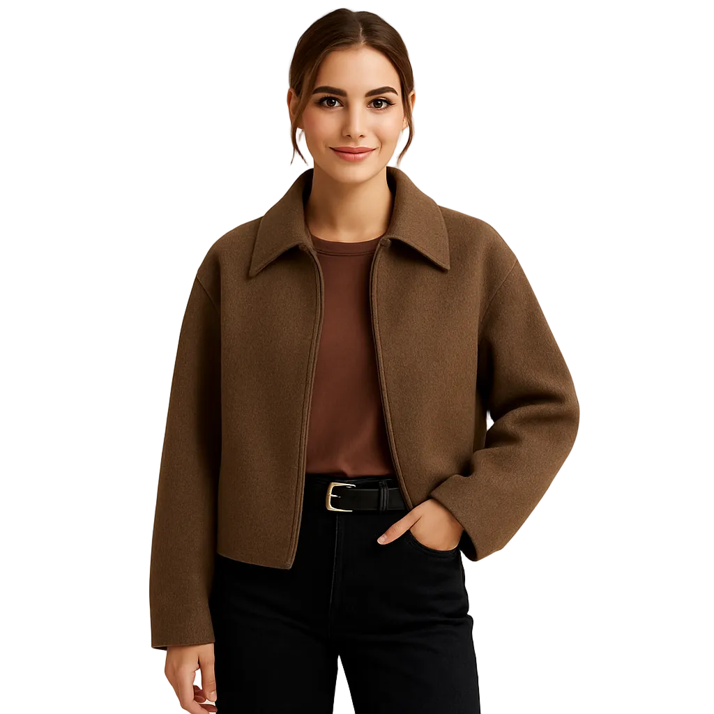 Camille Women's Short Jacket – Cropped Jacket in Mixed Wool with Chic Minimalist Style
