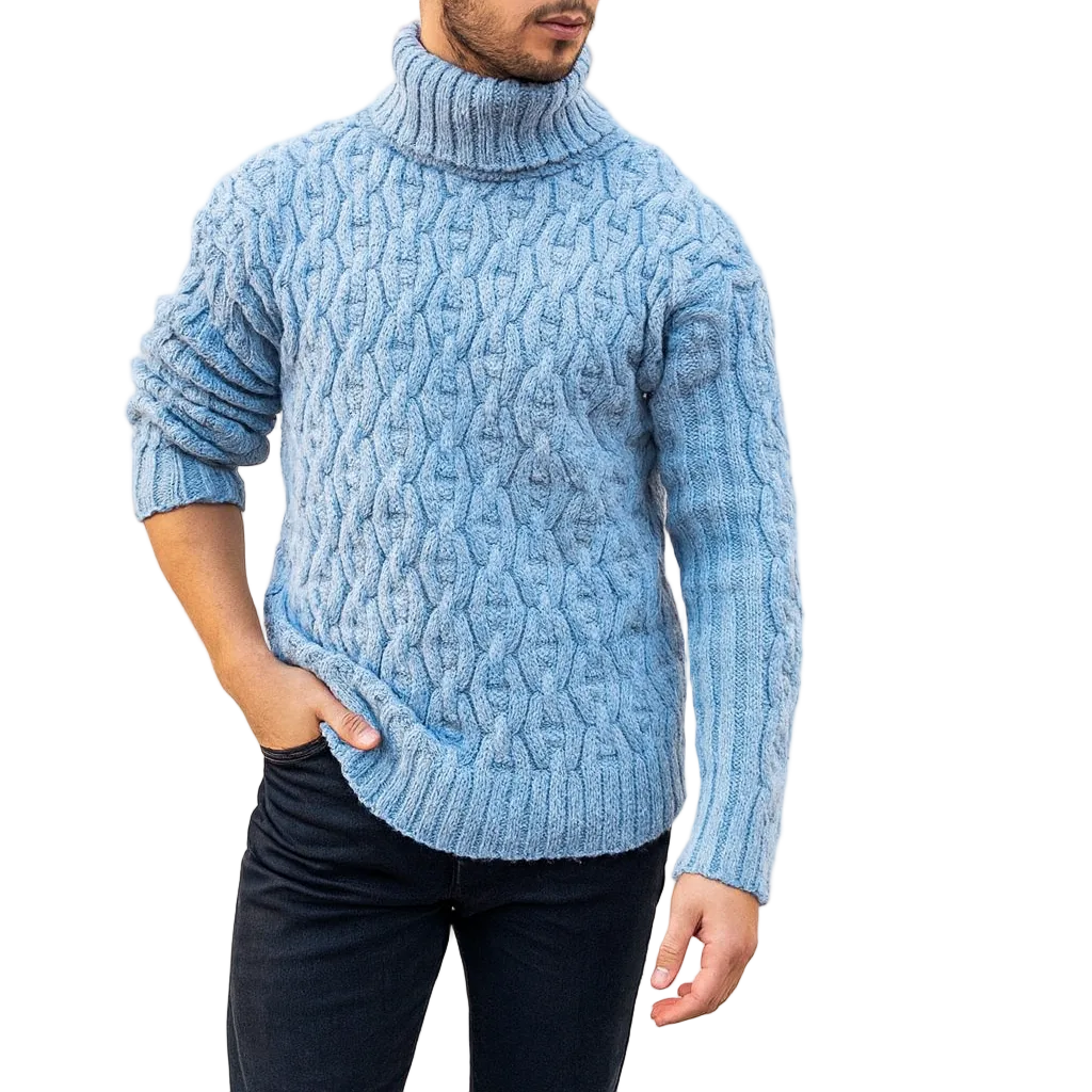 Kenzo Cortese Suéter para Hombre en Punto Trenzado – Cuello Alto Caliente en Lana Mezclada Otoño e Invierno