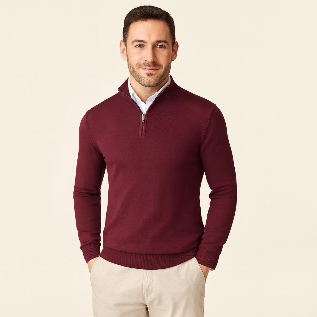 Zane Maglione con Collo a Zip Uomo – Maglia Mista Cotone Morbida con Taglio Moderno e Comfort per Tutte le Stagioni