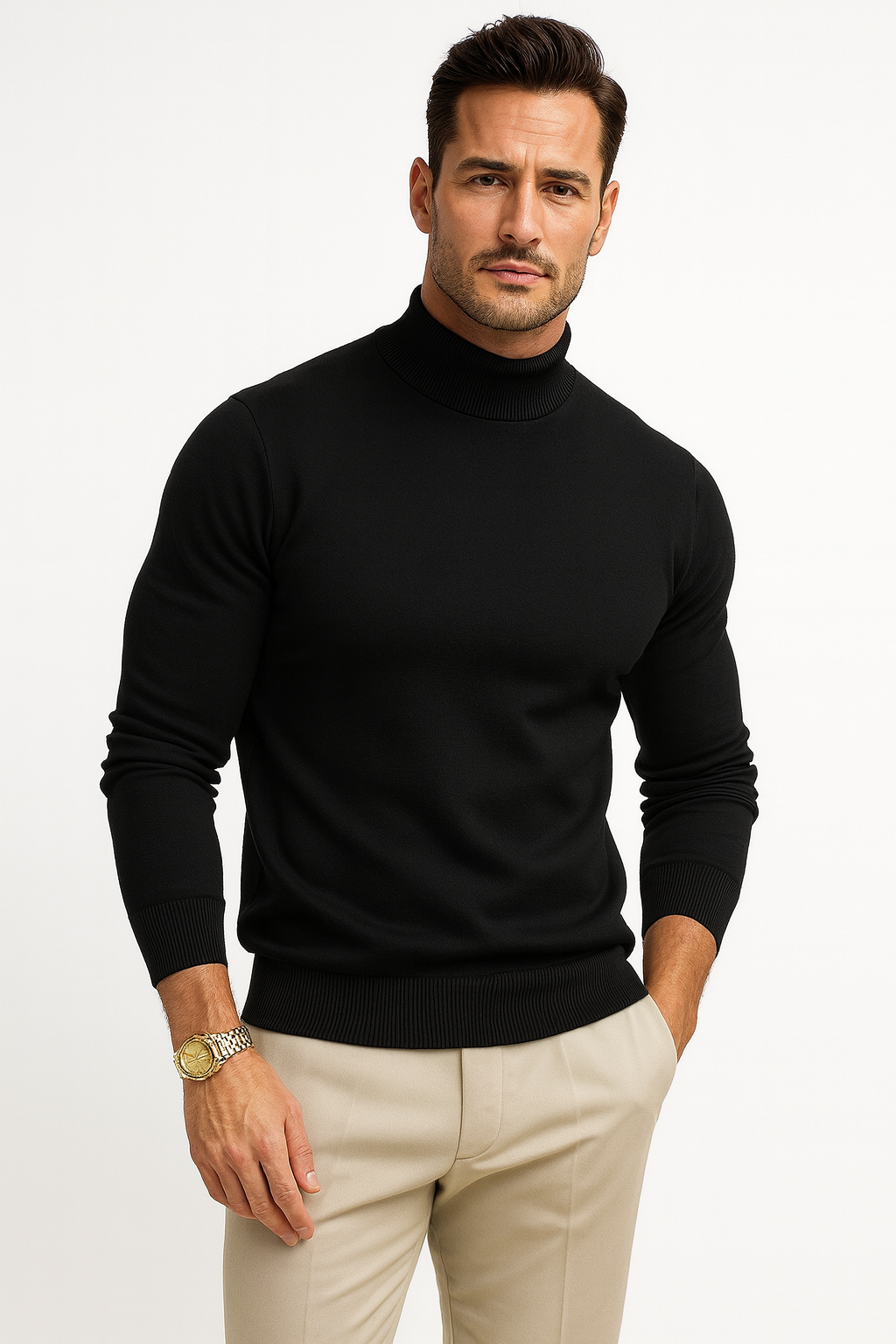 Leonardo Pull Col Roulé Homme – Maille Douce Premium au Style Moderne et Élégant