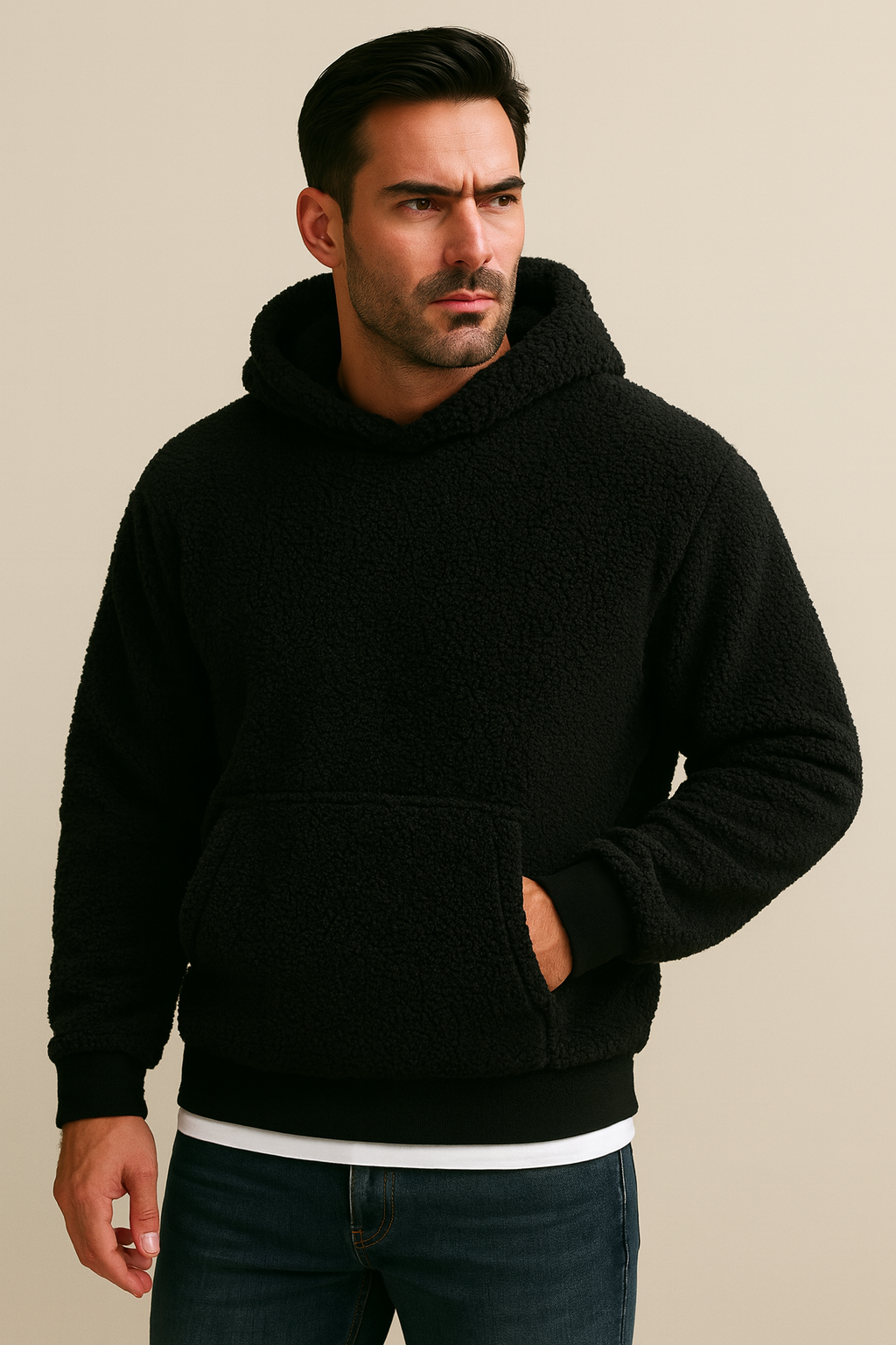 Romano Alvarez Pull Teddy Herre – Hættetrøje i Blødt Fleece Komfortpasform