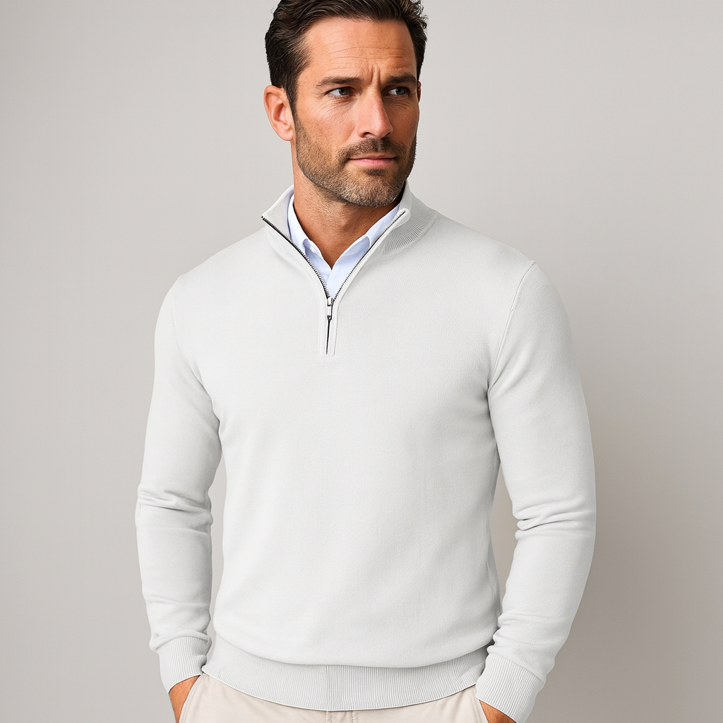 Zane Maglione con Collo a Zip Uomo – Maglia Mista Cotone Morbida con Taglio Moderno e Comfort per Tutte le Stagioni