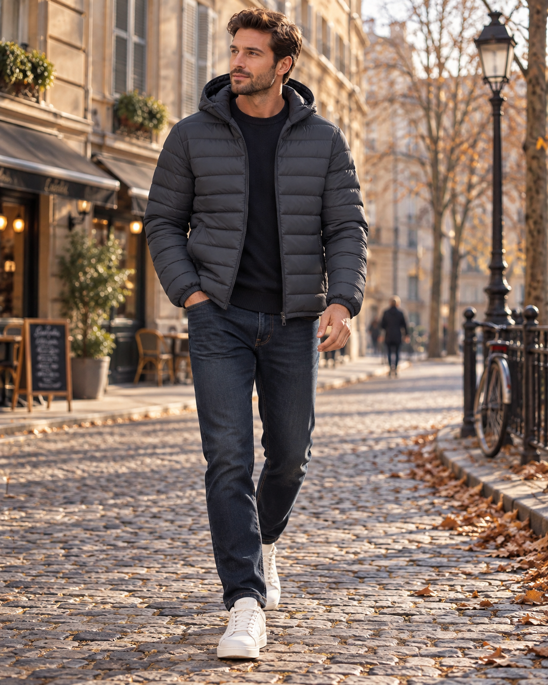 Gary Men's Lightweight Puffer Jacket – Hooded, Water-Repellent, Quilted & Zipped Pockets