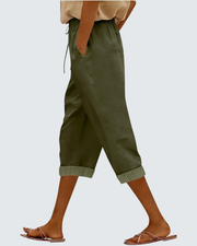 Clara Παντελόνι Καπρί Γυναικείο από Λινό – Παντελόνι 3/4 με Ελαστική Μέση και Τσέπες