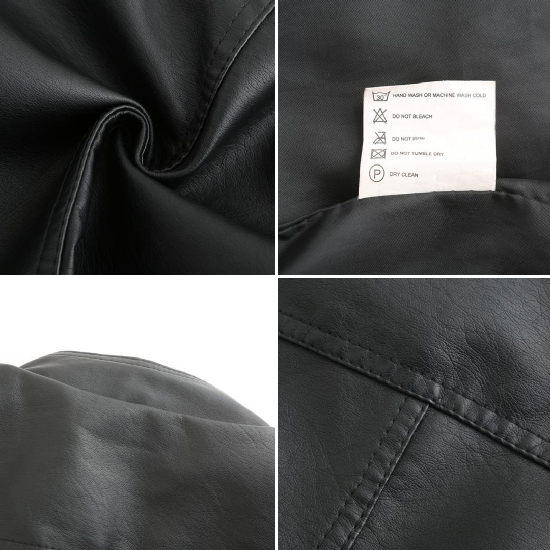 Janiyah Casaco de Pele Mulher – Gola Alta Chic, Fechos de Correr e Estilo Moderno Elegante