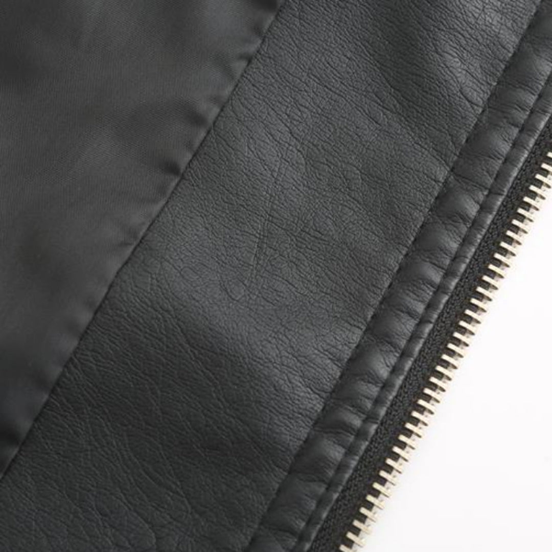 Janiyah Casaco de Pele Mulher – Gola Alta Chic, Fechos de Correr e Estilo Moderno Elegante