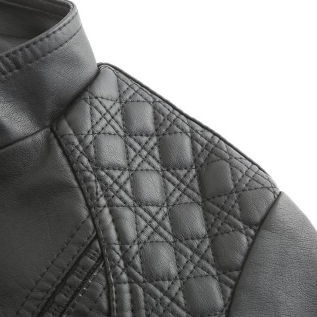Janiyah Casaco de Pele Mulher – Gola Alta Chic, Fechos de Correr e Estilo Moderno Elegante