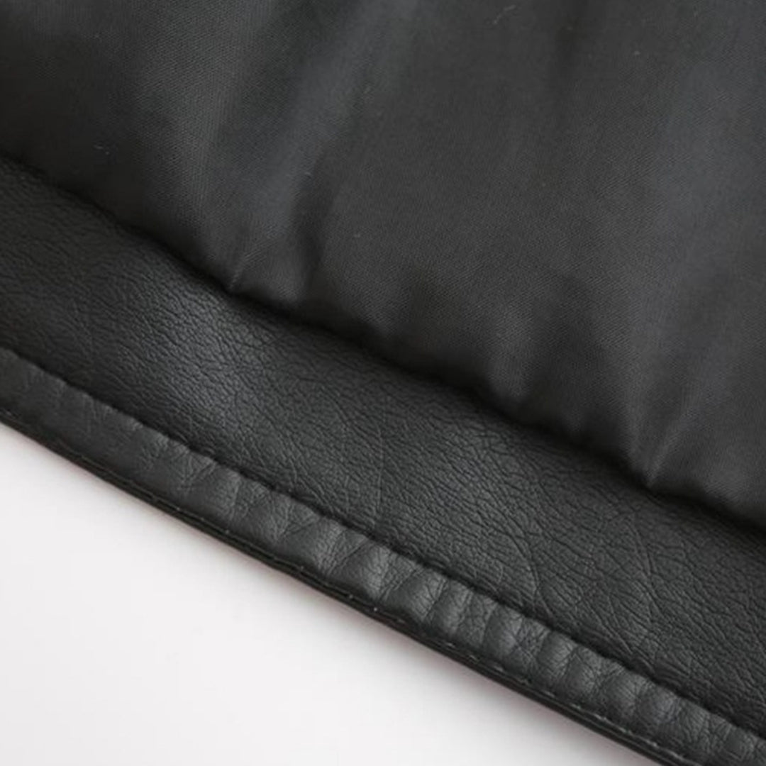 Janiyah Casaco de Pele Mulher – Gola Alta Chic, Fechos de Correr e Estilo Moderno Elegante