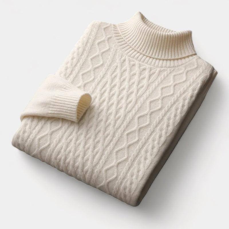 Maglione Timmy Uomo Collo Alto in Maglia Intrecciata – Maglione Classico Caldo ed Elegante