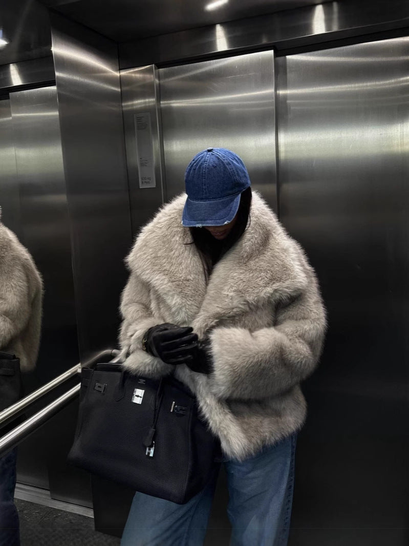 Everleigh Abrigo Mujer – Abrigo Largo de Piel Sintética con Cuello Solapa y Corte Casual