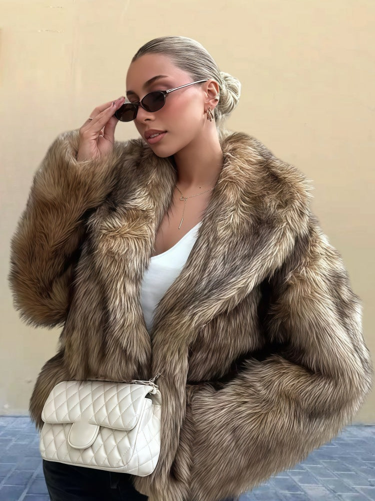 Everleigh Casaco Mulher – Casaco Longo em Pelo Sintético com Gola Reversível & Corte Descontraído