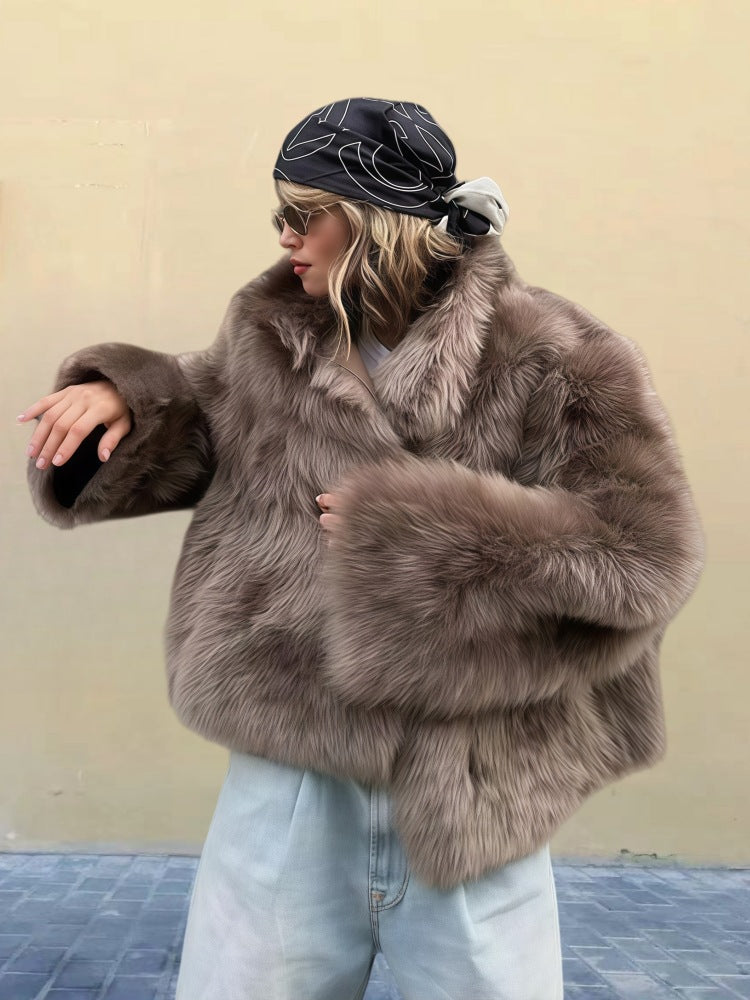 Everleigh Casaco Mulher – Casaco Longo em Pelo Sintético com Gola Reversível & Corte Descontraído