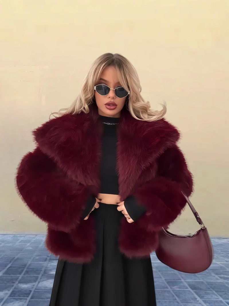 Everleigh Casaco Mulher – Casaco Longo em Pelo Sintético com Gola Reversível & Corte Descontraído