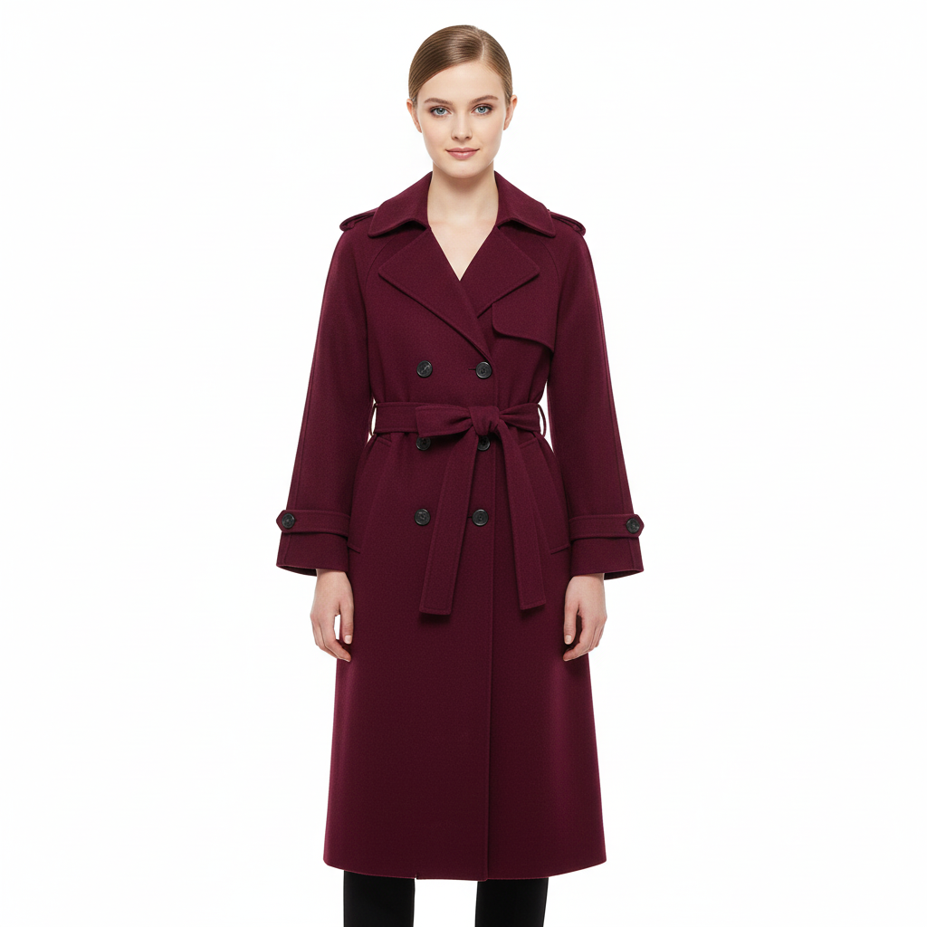 Victoria Casaco Oversize para Mulher – Casaco de Lã Misturada Burgundy com Corte Elegante