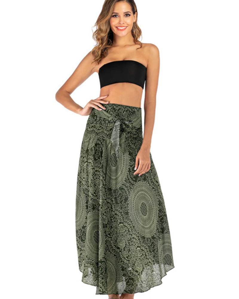 Dámské maxi šaty Sienna Robe Bohème – dlouhé 2v1 šaty s elastickým pasem a halter výstřihem
