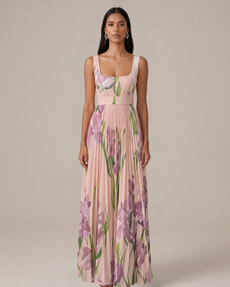 Wren Robe Maxi Fleurie Femme – Robe Longue Plissée Imprimé Floral Élégant et Fluide