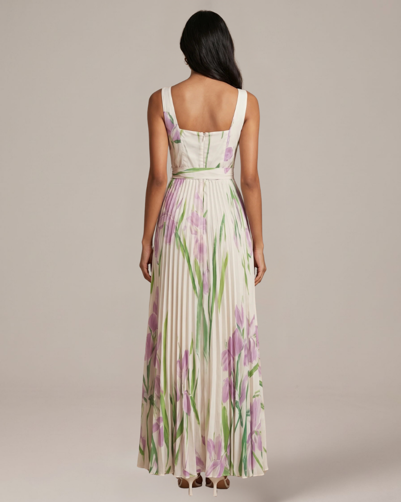 Wren Robe Maxi Fleurie Femme – Robe Longue Plissée Imprimé Floral Élégant et Fluide