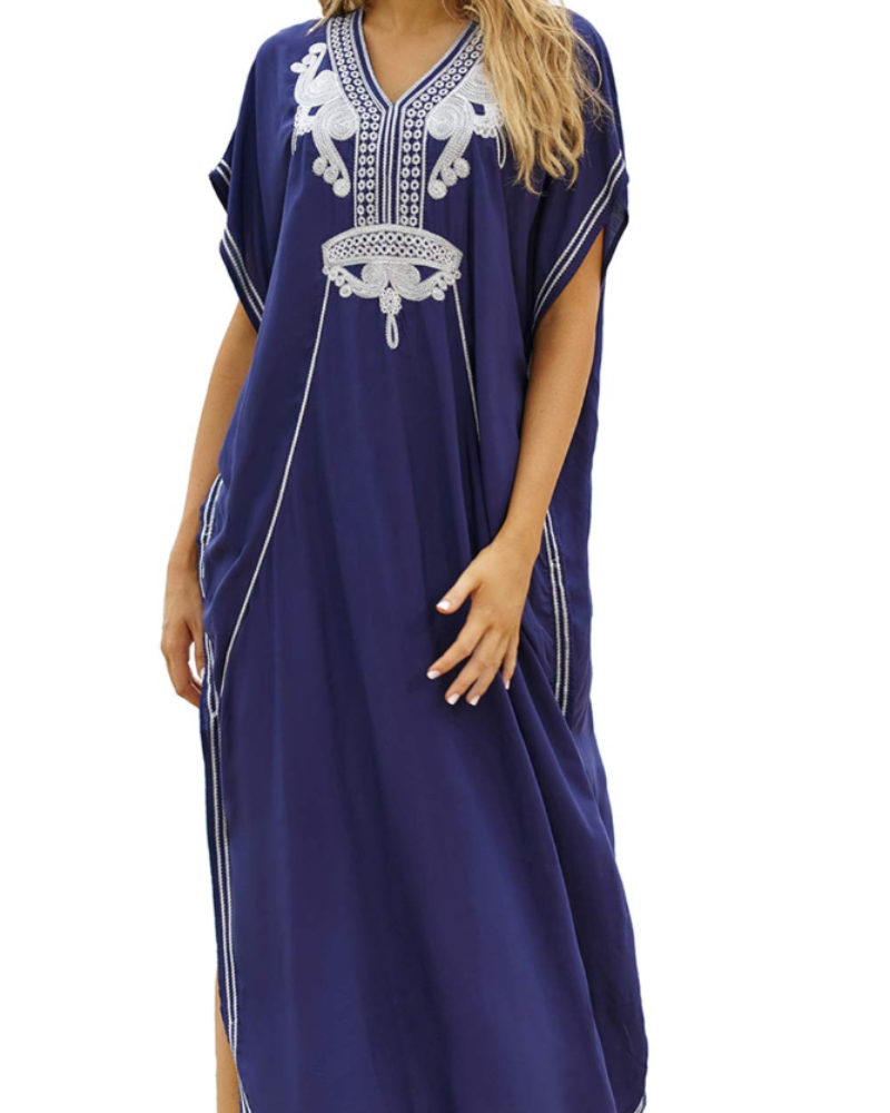 Solea Dámský Kaftan – Vyšívané Lehoučké Bohémské Plážové Šaty ve Velikosti Plus Letní Překrytí