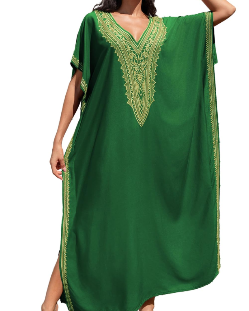 Solea Dámský Kaftan – Vyšívané Lehoučké Bohémské Plážové Šaty ve Velikosti Plus Letní Překrytí