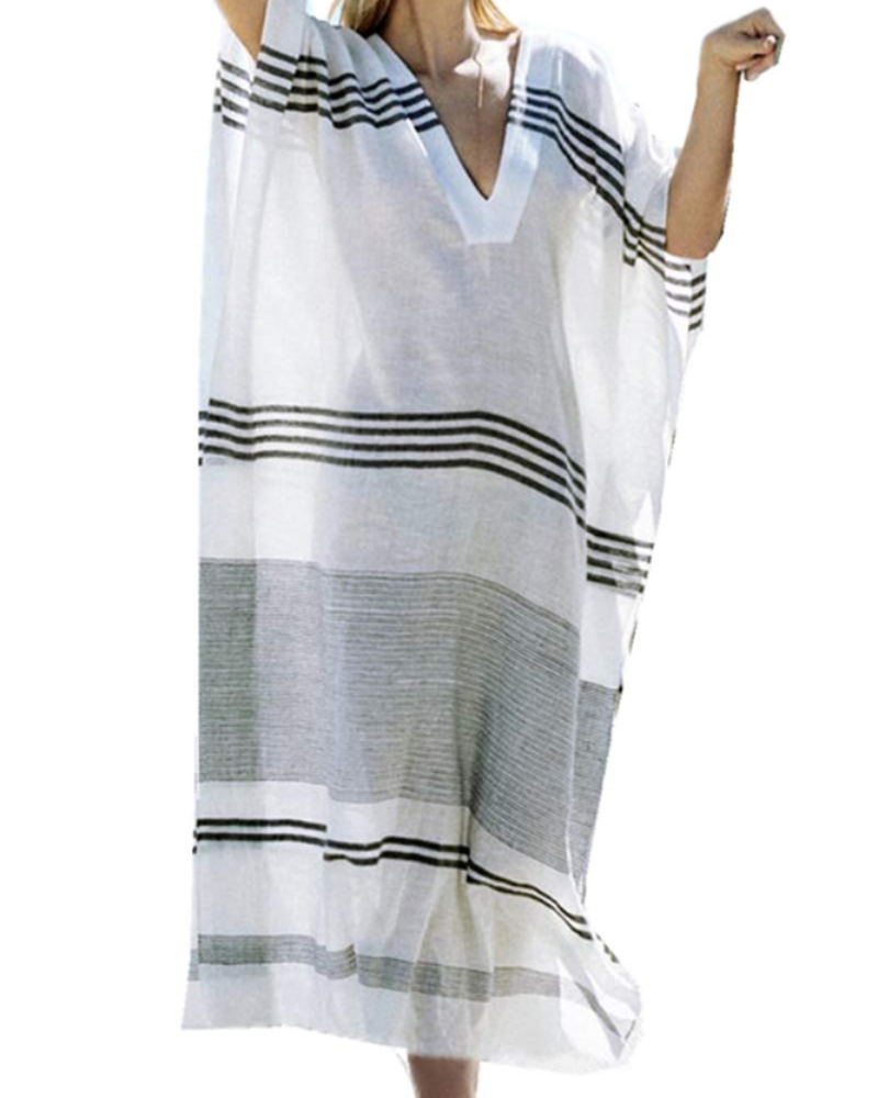 Solea Dámský Kaftan – Vyšívané Lehoučké Bohémské Plážové Šaty ve Velikosti Plus Letní Překrytí