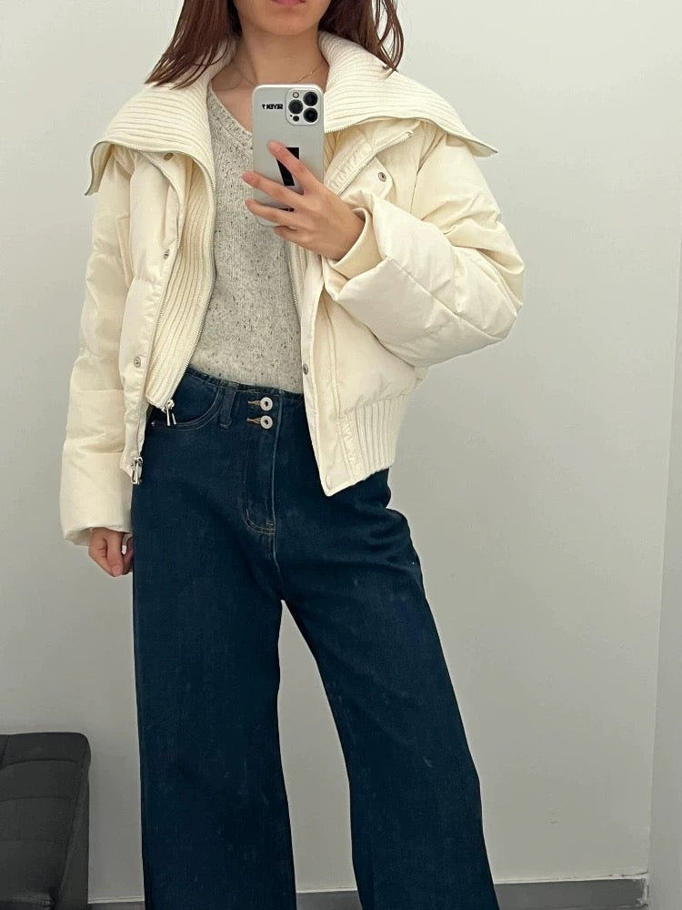 Luna Dámska Oversize Páperová Bunda – Ľahká Prešívaná Bunda s Vysokým Golierom na Jeseň a Zimu