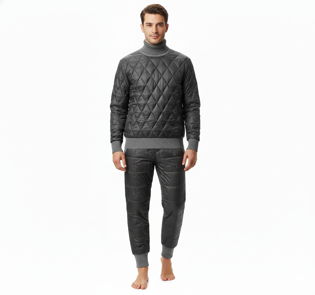Conjunto Loungewear Homem Edan Acolchoado – Gola Alta, Jogger Confortável & Estilo Moderno