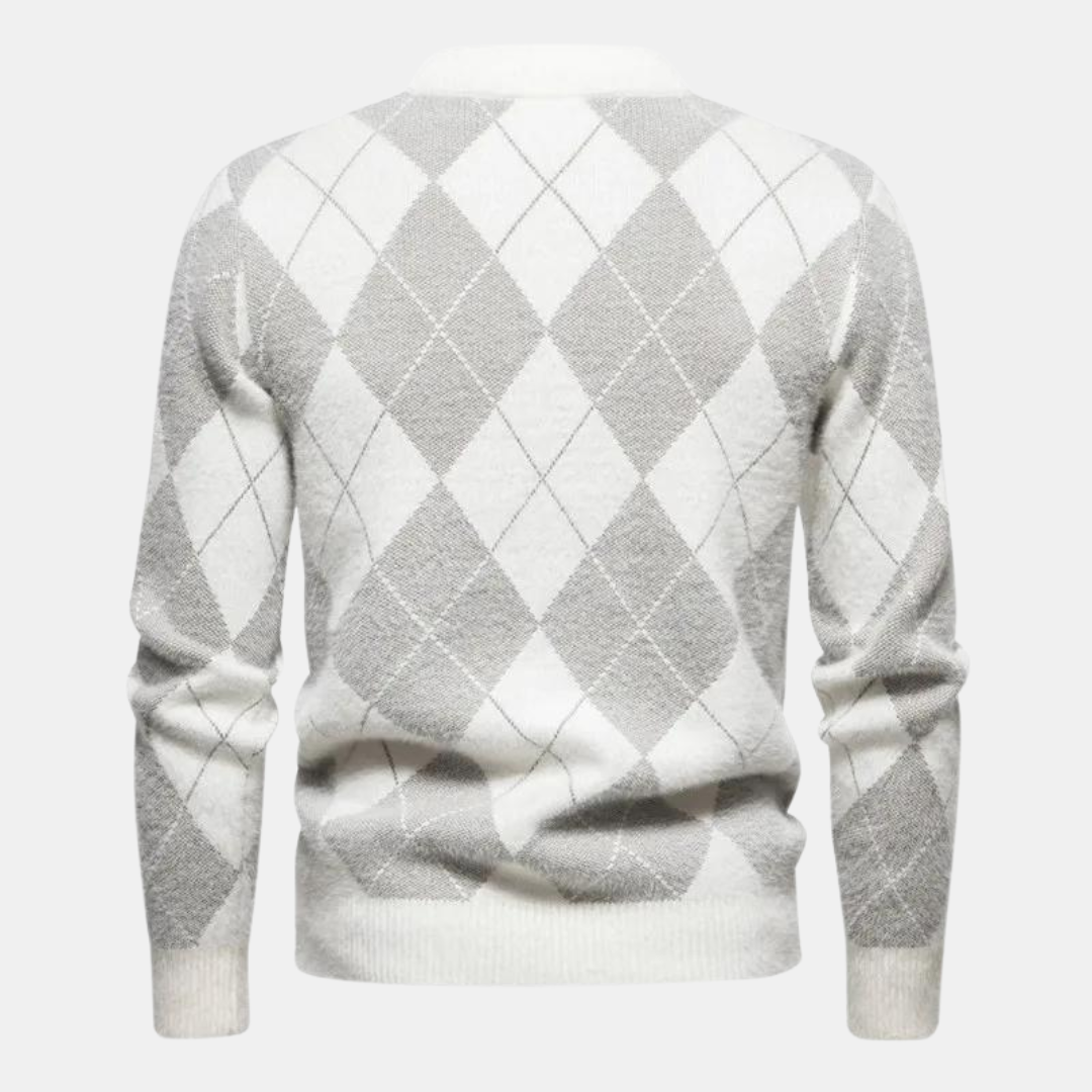 Mick Maglione Uomo Motivo Quadri – Maglia Classica in Lana Mista Elegante