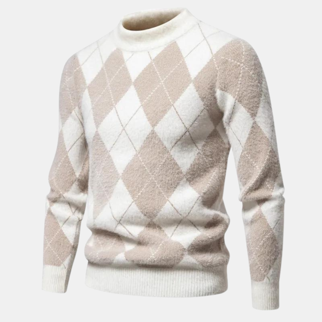 Mick Maglione Uomo Motivo Quadri – Maglia Classica in Lana Mista Elegante