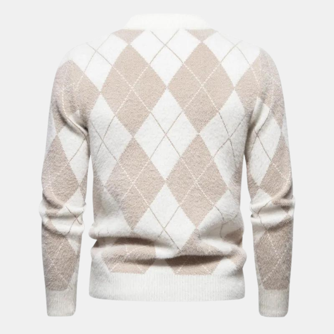 Mick Maglione Uomo Motivo Quadri – Maglia Classica in Lana Mista Elegante