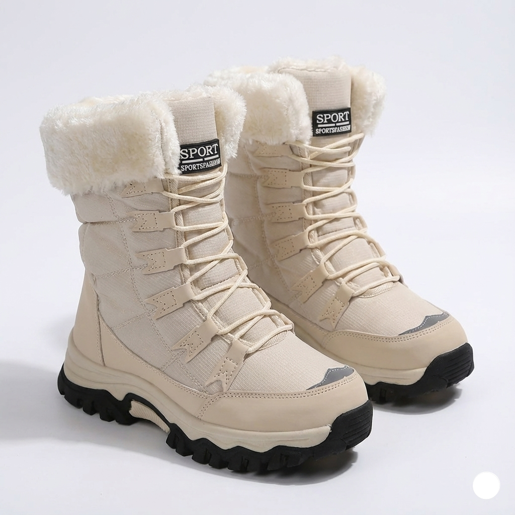 Elena Women's Winter Boots – Quilted Nylon, Faux Fur Lining & Laces