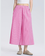 Emma Pantalon Capri Femme en Coton – Pantalon Léger Taille Élastique à Carreaux