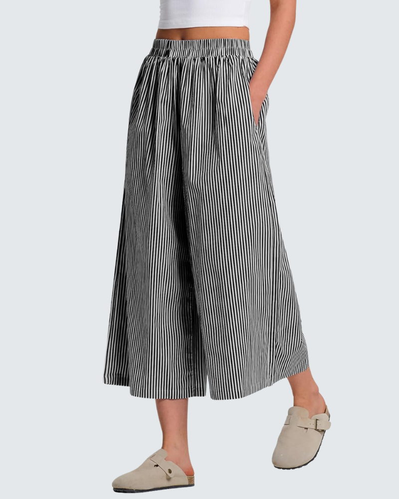 Emma Pantalon Capri Femme en Coton – Pantalon Léger Taille Élastique à Carreaux