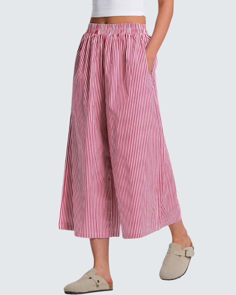 Emma Pantalon Capri Femme en Coton – Pantalon Léger Taille Élastique à Carreaux