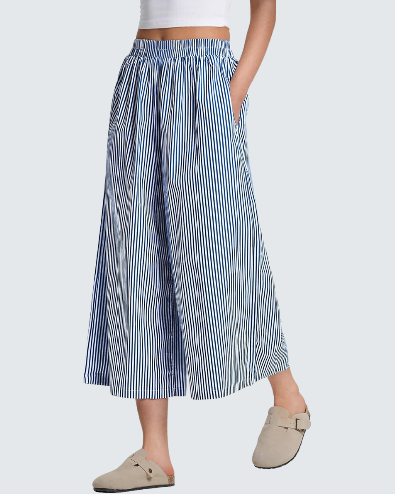 Emma Pantalon Capri Femme en Coton – Pantalon Léger Taille Élastique à Carreaux